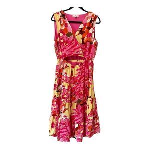 Entro Womens Sleeveless Multicolor V Neck Cut Out Tiered Floral Maxi Dress Large